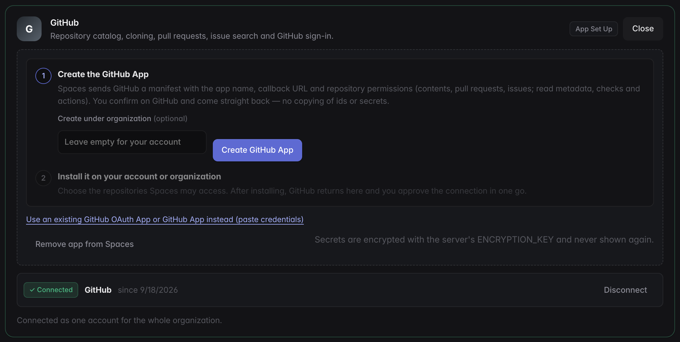 GitHub App setup
